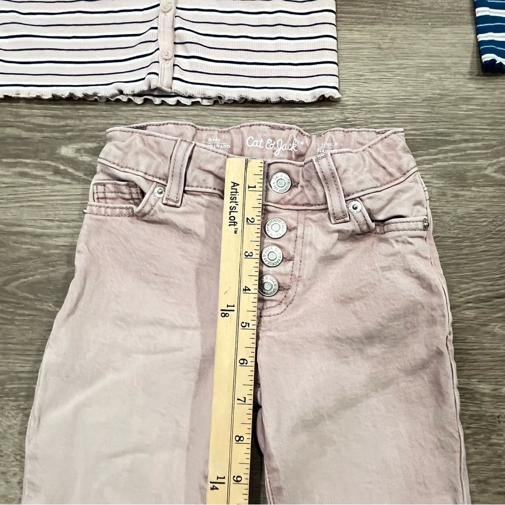 Girls Bundle - Striped Button Front Tops + Pink Flare Jeans - Picture 8 of 8